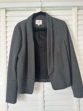 LOFT Blazer Gray Striped Medium